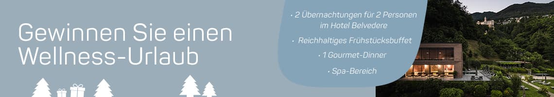 Gewinnen Sie einen Wellness-Urlaub – 2 Übernachtungen für 2 Personen, Frühstücksbuffet, Gourmet-Dinner, Spa-Bereich, Hotel im Grünen