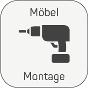 Möbel Montage – Symbol mit Bohrmaschine für Montageservice